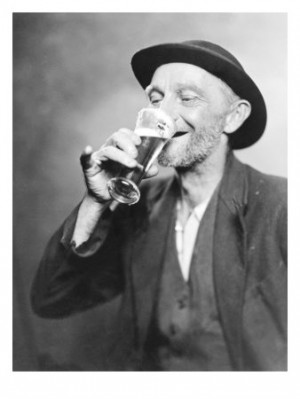old man drinking beer